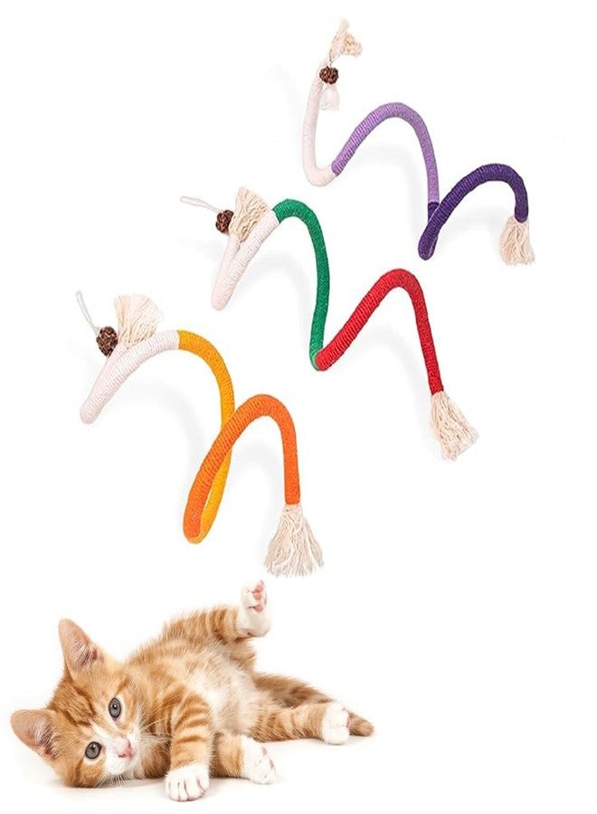 SLAUNT SLATUNT 3 PCS Cotton Rope Cat Chew Toy Contains Natural Gall Fruit 27.5in Indoor Kitten Chew Rope Interactive Cat Toy Sturdy Chewing Ropes，Cats String Safe Teeth Cleaning Toy - Image 1