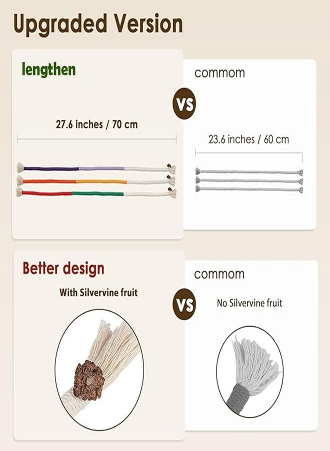 SLAUNT SLATUNT 3 PCS Cotton Rope Cat Chew Toy Contains Natural Gall Fruit 27.5in Indoor Kitten Chew Rope Interactive Cat Toy Sturdy Chewing Ropes，Cats String Safe Teeth Cleaning Toy - Image 5