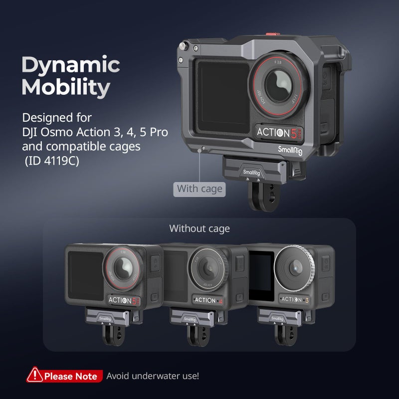 SMALLRIG محول تثبيت مغناطيسي SMALLRIG لجهاز DJI OSMO 360 / Action 5/4 / 3 - قاعدة ألومنيوم سريعة الإطلاق مع خيط 1/4" وموصل قابل للطي للحوامل، عصي السيلفي، ملحقات الفلوغينغ - 3662B - Image 2