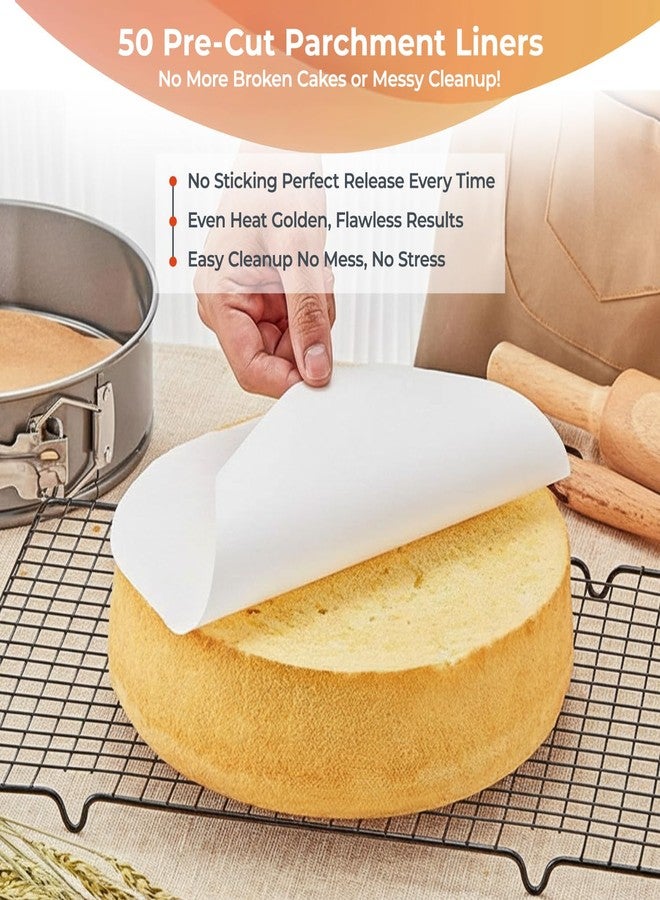 RFAQK 9 Inch Springform Pan Nonstick Leakproof - Spring Form Pan for Cheesecake with Removable Bottom, Include Spatula & 50pcs Parchment Paper, Recipe E-Book - Ideal for Baking Cakes, Pizzas, & More! - Image 4
