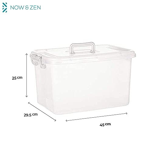 NOW & ZEN Pack of 3 Plastic Multipurpose Storage Container Boxes with Locking Lid for clothes, rice, books, toys, liquid - Translucent, (6L, 10L, 23L) - Image 5