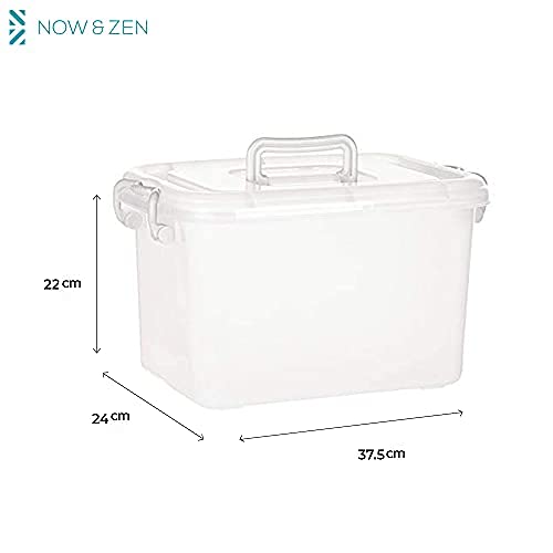 NOW & ZEN Pack of 3 Plastic Multipurpose Storage Container Boxes with Locking Lid for clothes, rice, books, toys, liquid - Translucent, (6L, 10L, 23L) - Image 4