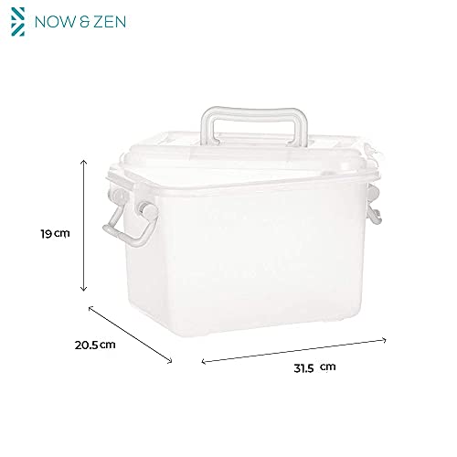NOW & ZEN Pack of 3 Plastic Multipurpose Storage Container Boxes with Locking Lid for clothes, rice, books, toys, liquid - Translucent, (6L, 10L, 23L) - Image 3