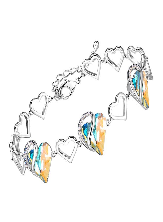 Leafael Infinity Love Heart Bracelet, Birthstone Bracelets For Women with Healing Crystals, Allergy-Free Jewelry for Women with Gift Box, Link Charm Bracelet with 7-inch Chain and 2-inch Extender - Image 1
