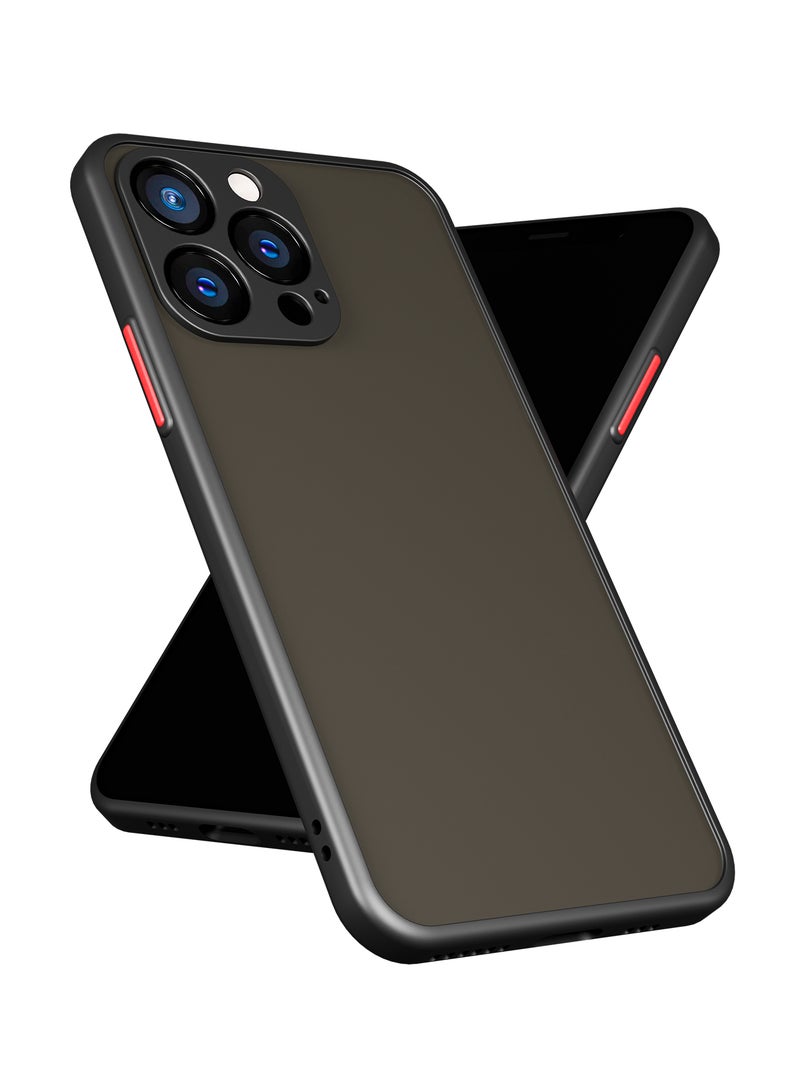 MOBILIUS Matte Case Designed for iPhone 13 Pro Max, Military-Grade Drop Protection, Scratch Resistant, Frosted Translucent Back Phone Cover, Black - Image 1