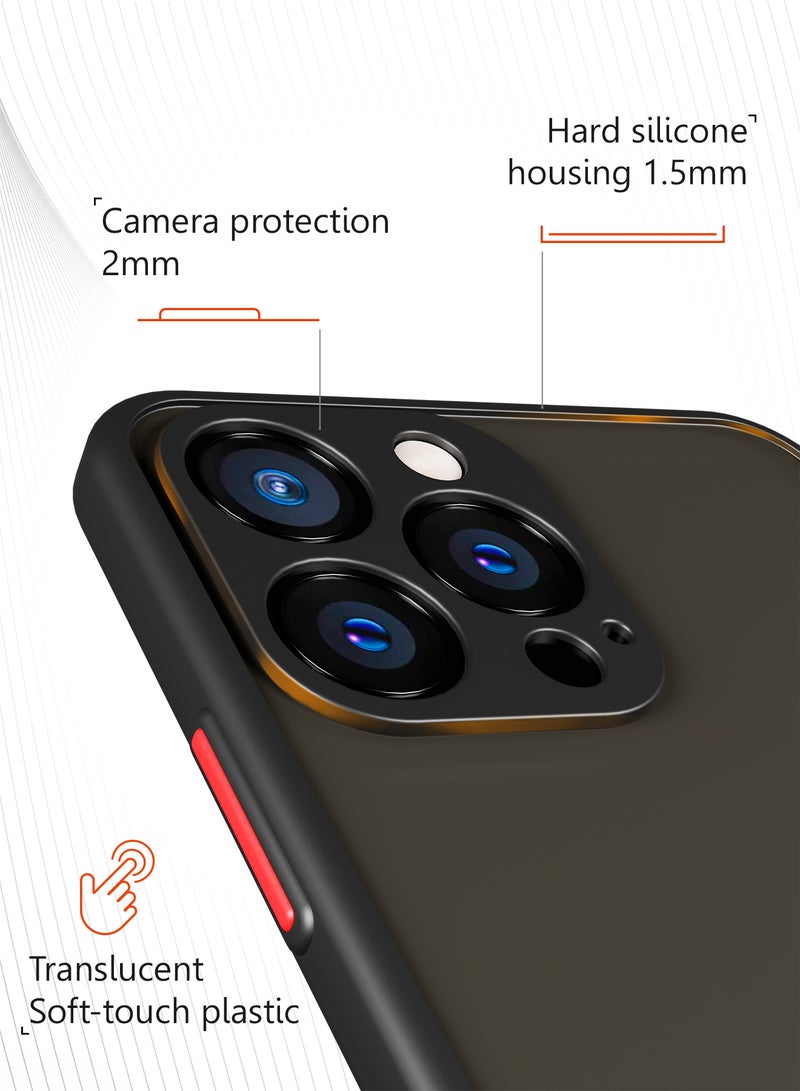 MOBILIUS Matte Case Designed for iPhone 13 Pro Max, Military-Grade Drop Protection, Scratch Resistant, Frosted Translucent Back Phone Cover, Black - Image 3