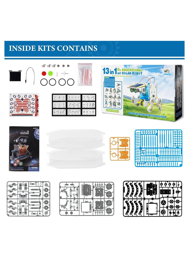 Chabeia STEM 13-in-1 Education Solar Robot Toys,with Battery Case-190 Pieces DIY Building Science Experiment Kit for Kids Aged 8-10 and Older,Solar Powered by The Sun - Image 3