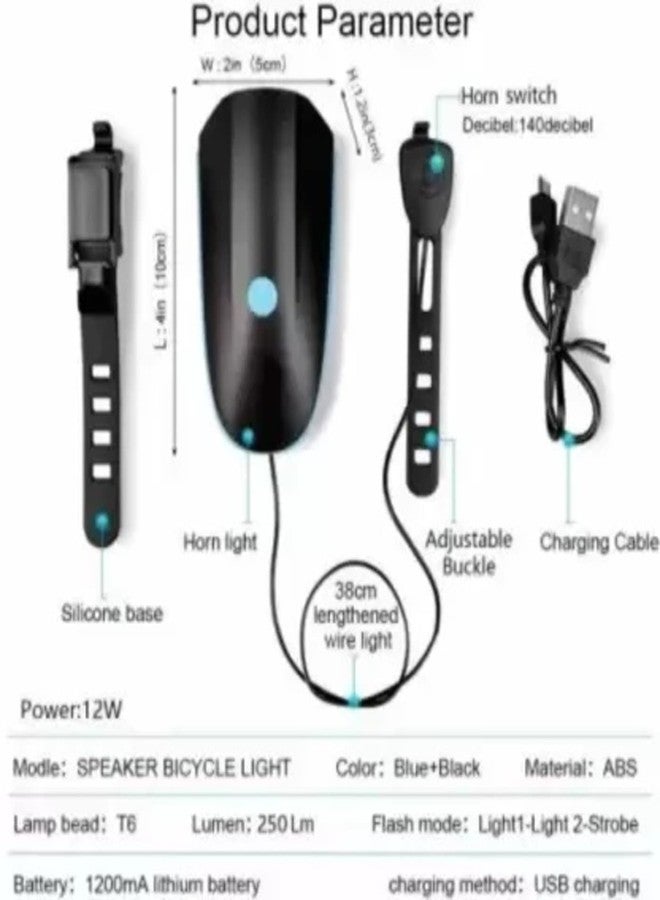 BLACKBELL 2-in-1 Rechargeable Cycle Light and Horn with Cycle Tail Light Bicycle Front Rear Light Combo (Pack of 2) - Image 2