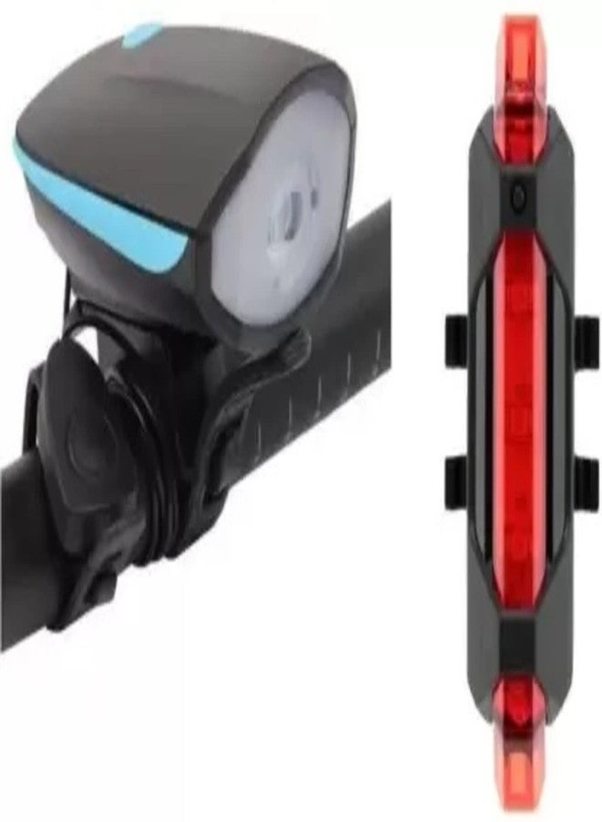 BLACKBELL 2-in-1 Rechargeable Cycle Light and Horn with Cycle Tail Light Bicycle Front Rear Light Combo (Pack of 2) - Image 1