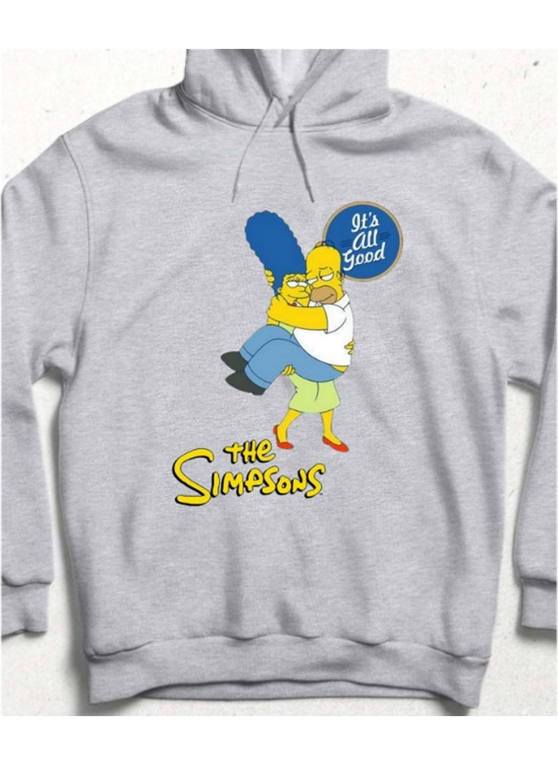 Hena - Simpsons Love Hoodie Sweatshirt Gray - Image 1