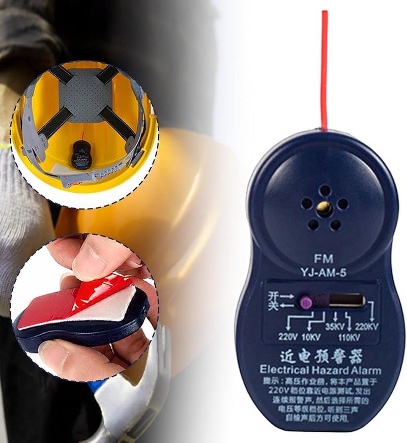 Hard Hat Electrical Hazard Alarm with 5 Gears for Maintenance Workers Builders Safety Tool - Image 1