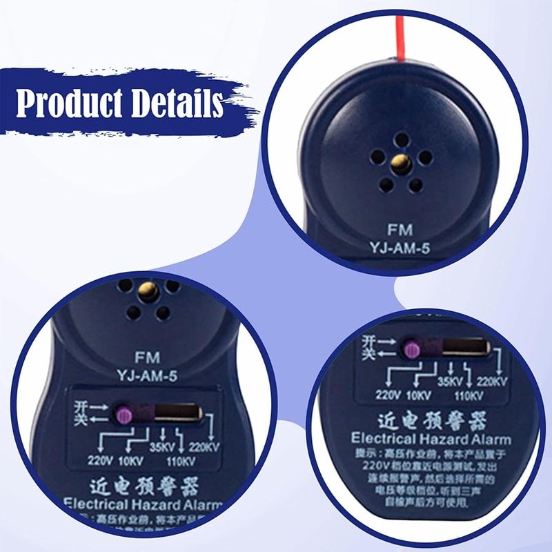 Hard Hat Electrical Hazard Alarm with 5 Gears for Maintenance Workers Builders Safety Tool - Image 4