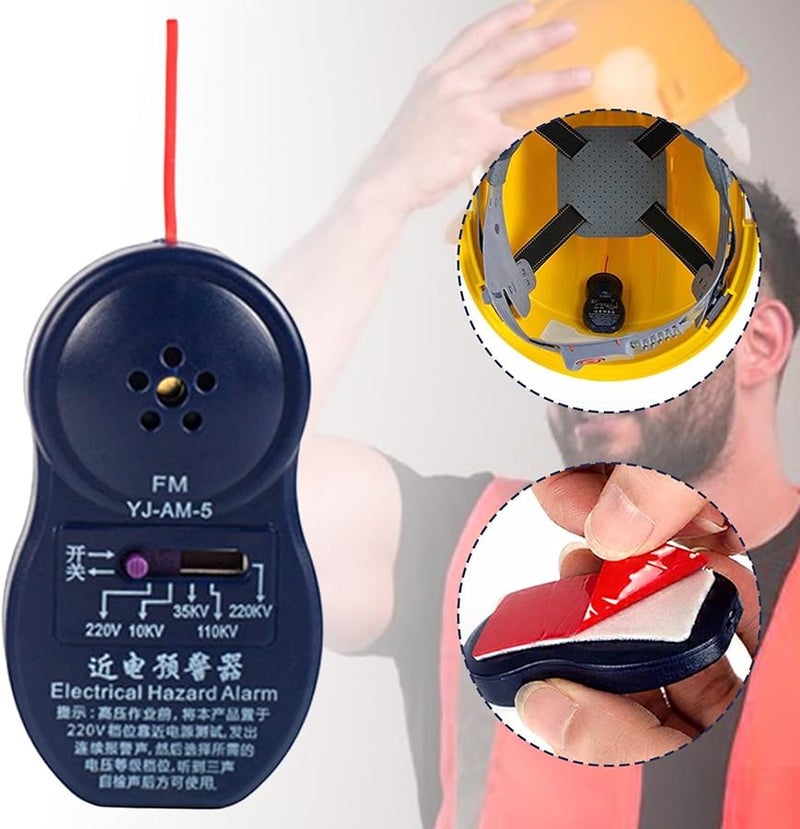 Hard Hat Electrical Hazard Alarm with 5 Gears for Maintenance Workers Builders Safety Tool - Image 2