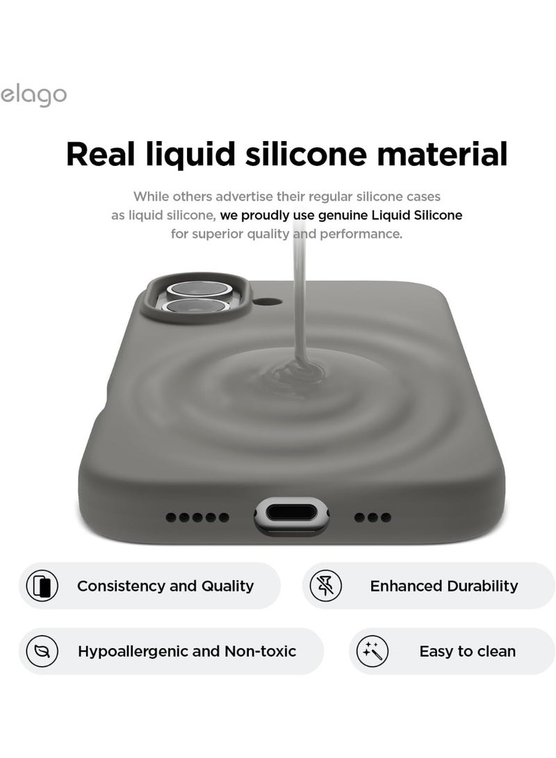 Elago Liquid Silicone for iPhone 16 Plus Case Cover Full Body Protection, Shockproof, Slim, Anti-Scratch Soft Microfiber Lining - Medium Gray - Image 3