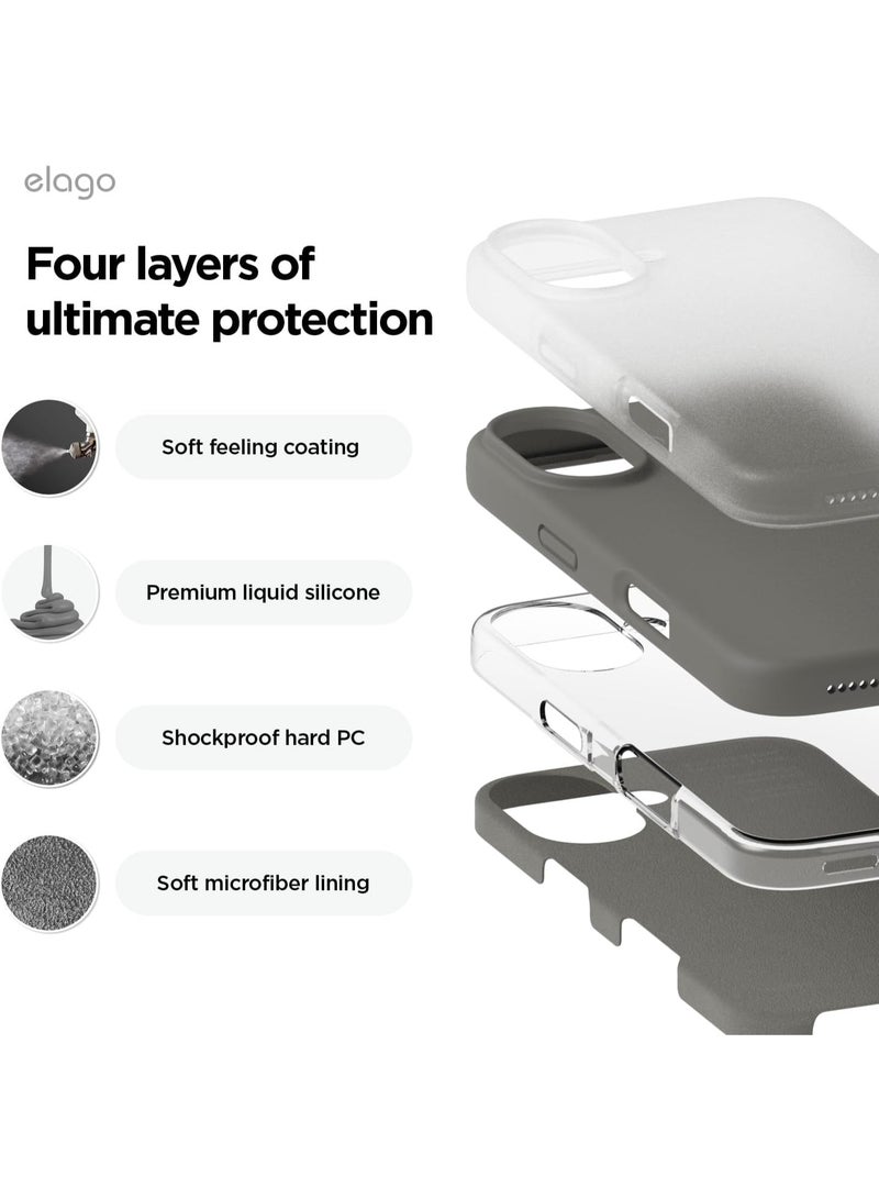 Elago Liquid Silicone for iPhone 16 Plus Case Cover Full Body Protection, Shockproof, Slim, Anti-Scratch Soft Microfiber Lining - Medium Gray - Image 4