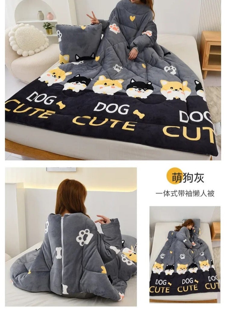 Lazy Person Quilt with Sleeves Children's Kick Resistant Quilt Winter Single Person Wearable Multifunctional Sofa Pillow Quilt - Image 5