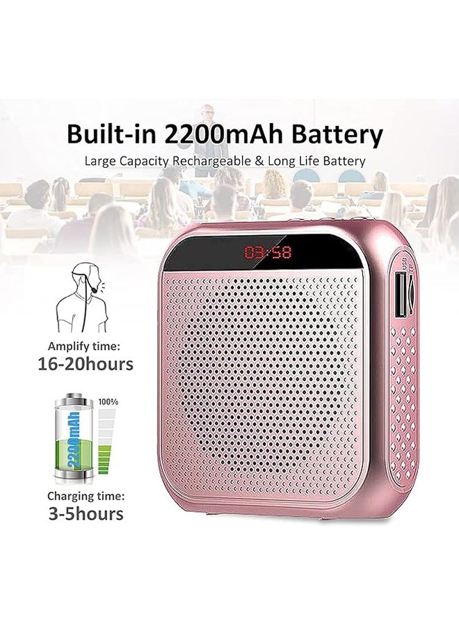 HAVEN Portable Rechargeable Voice Amplifier with Wired Microphone Headset, Loudspeaker for Teachers, Tour Guides, Coaches, Metting, Yoga, Fitness - Rose Gold - Image 5