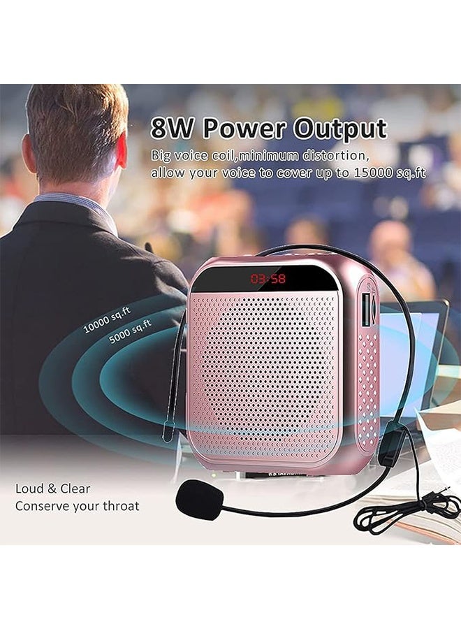 HAVEN Portable Rechargeable Voice Amplifier with Wired Microphone Headset, Loudspeaker for Teachers, Tour Guides, Coaches, Metting, Yoga, Fitness - Rose Gold - Image 2