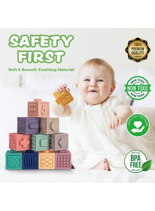 Moonmen 23 Pcs Montessori Toys for Babies 6-12 Months, 3 in 1 Soft Baby Teething Toys and Stacking Building Blocks for Sensory Developmental Education - Image 3
