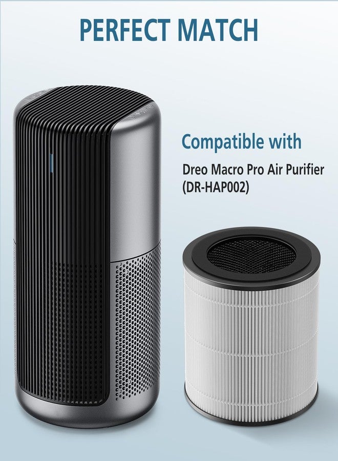WILERDA DR-HAP002 Replacement Filter Compatible with Dreo Macro Pro, Macro Pro S DR-HAP002 Air Purifier, with 3-Stage Deep Filtration, Ultra Fine Pre-filter, High-Efficiency Activated Carbon Filter - Image 2