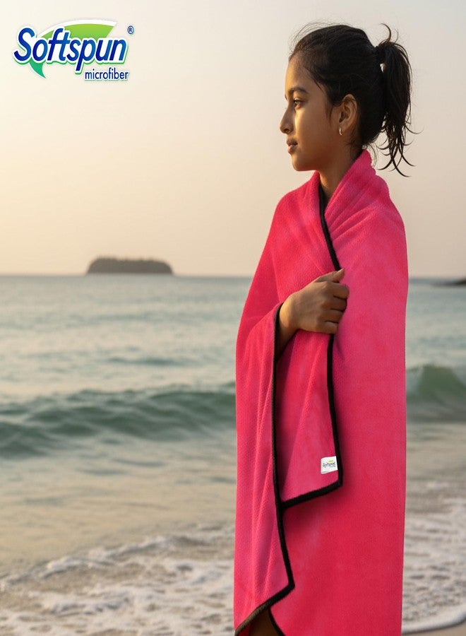 SOFTSPUN Microfiber Baby Bath Towel 1 Pc, Pink | Super Soft & Comfortable for Babies Ultra Absorbent Quick Drying Large Size Towel - Image 4