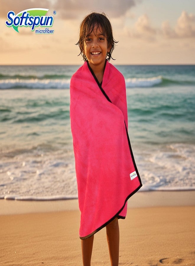 SOFTSPUN Microfiber Baby Bath Towel 1 Pc, Pink | Super Soft & Comfortable for Babies Ultra Absorbent Quick Drying Large Size Towel - Image 2