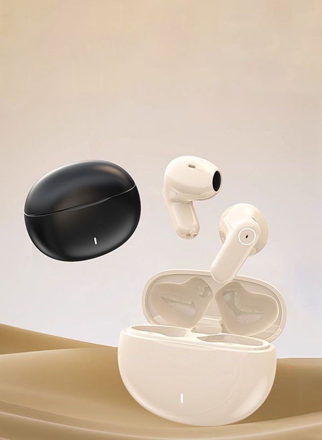 Hanayo Wireless Headphones In-ear Bluetooth 5.4 HiFi Stereo Headset with Headphone Case Suitable for Sports Games Mobile Phones(Beige) - Image 2