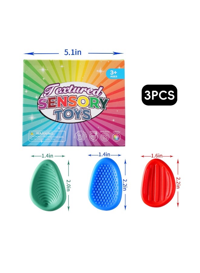 SENSORY Fidget Toys Sensory Stones 3PCS Silicone Stress Relief Toy Worry Stone Textured Anxiety Stone (Green, Red, Blue) - Image 1