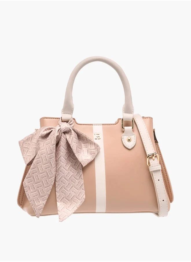 Flora Bella By Shoexpress Womens Colourblock Tote Bag With Zip Closure And Scarf Detail