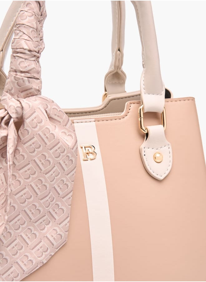 Flora Bella By Shoexpress Womens Colourblock Tote Bag With Zip Closure And Scarf Detail  - Image 5