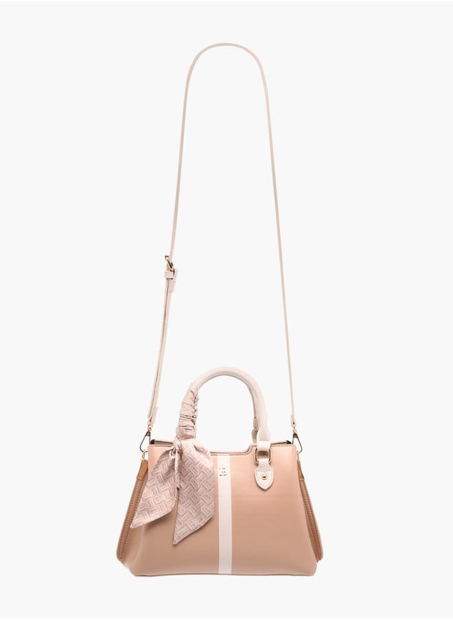 Flora Bella By Shoexpress Womens Colourblock Tote Bag With Zip Closure And Scarf Detail  - Image 3