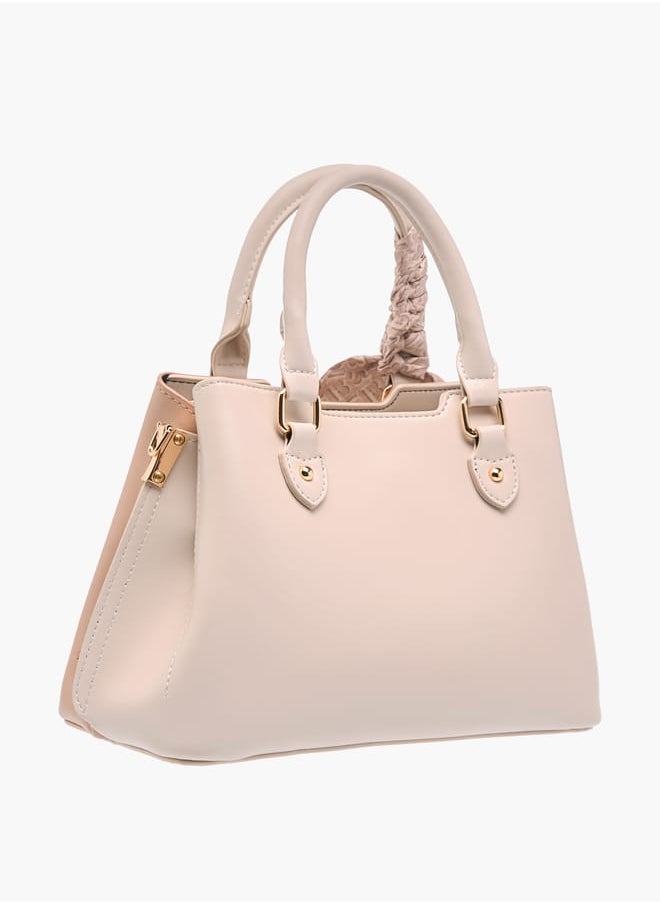 Flora Bella By Shoexpress Womens Colourblock Tote Bag With Zip Closure And Scarf Detail  - Image 4