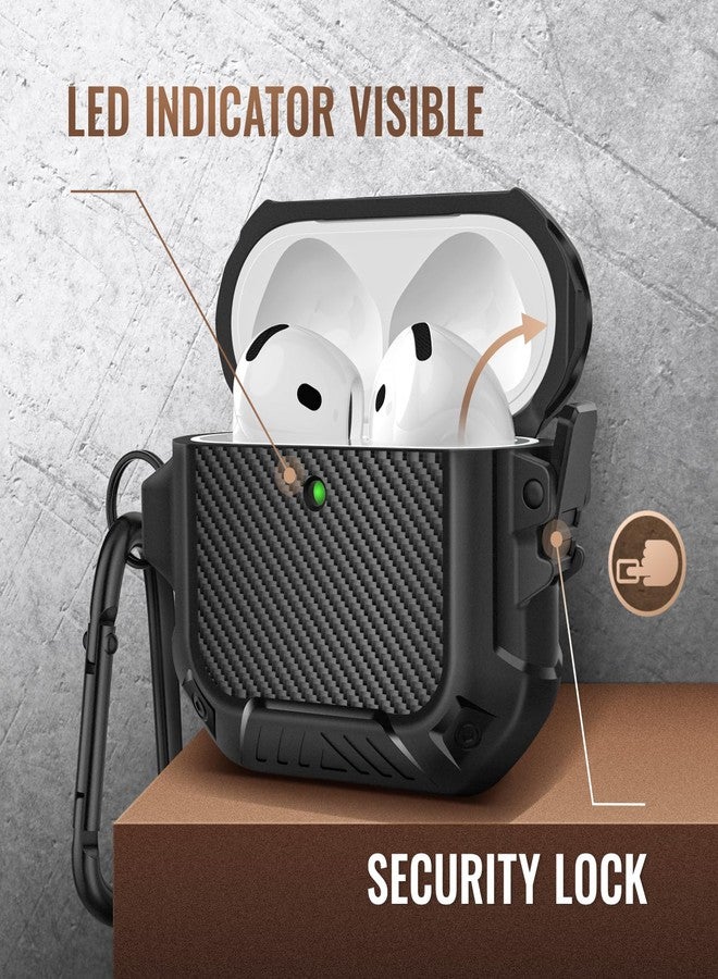 MOBOSI غطاء MOBOSI لسماعات AirPods 4، متوافق مع غطاء سماعات AirPods الجيل الرابع مع قفل وسلسلة مفاتيح ومجموعة تنظيف، غلاف صلب مقاوم للصدمات بالكامل (2024)، أسود - Image 2