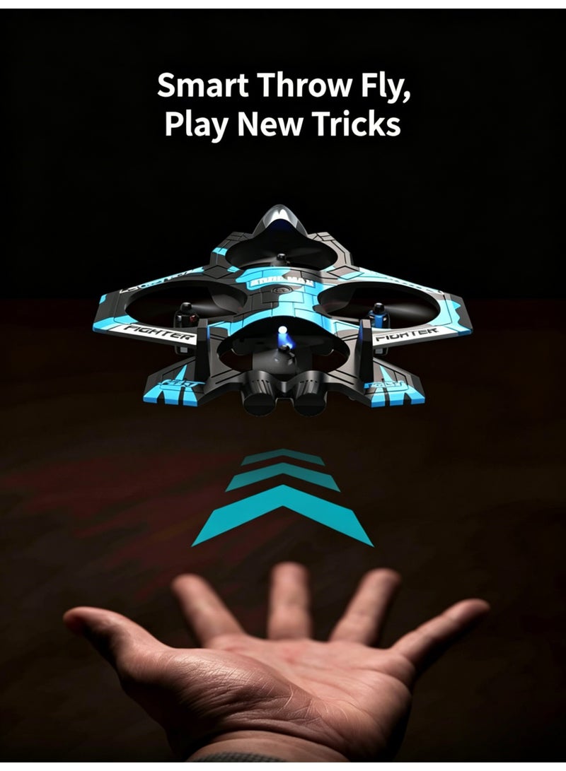 Fighter Jet RC Drone For Kids With 2 Modular Batteries Altitude Hold One Key Takeoff Landing Stunt Quadcopter With LED Light Remote Control Airplane Toy For Boys Beginners Gift - Image 4