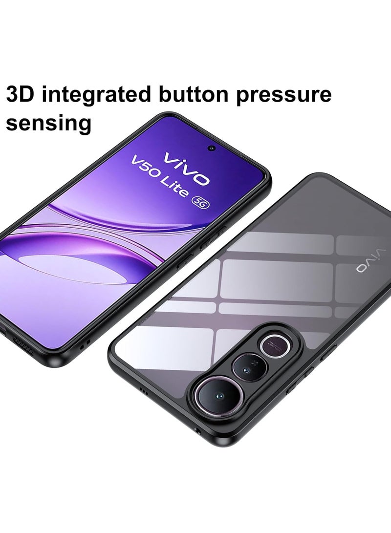 Compatible with VIVO V50 lite 4G / 5G Case Transparent Grade Shockproof Anti-Yellowing, Slim Protective Phone Case Full Bumper Cover With Camera Protective (Black) - Image 3