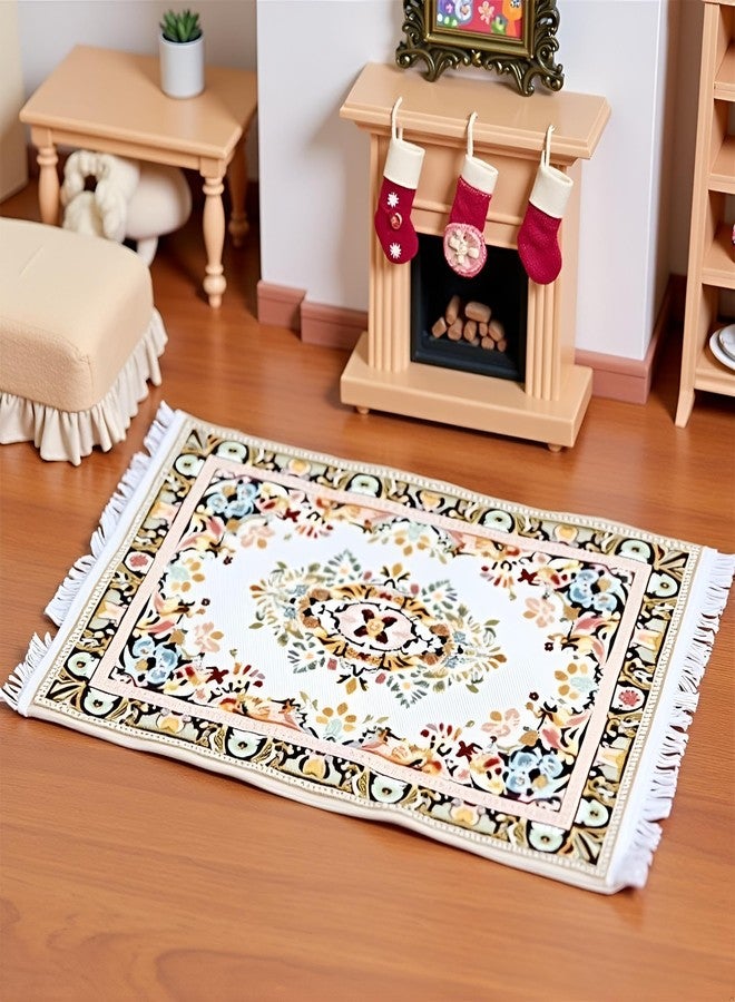 Wentoenapp Mini Woven Carpet Pad Dolls House Miniatures Toys for Dollhouse Decor Dollhouse Silk Floor Coverings Gifts, Dollhouse Accessories, Décor, Decorations (10 * 15cm (Beige) - Image 5