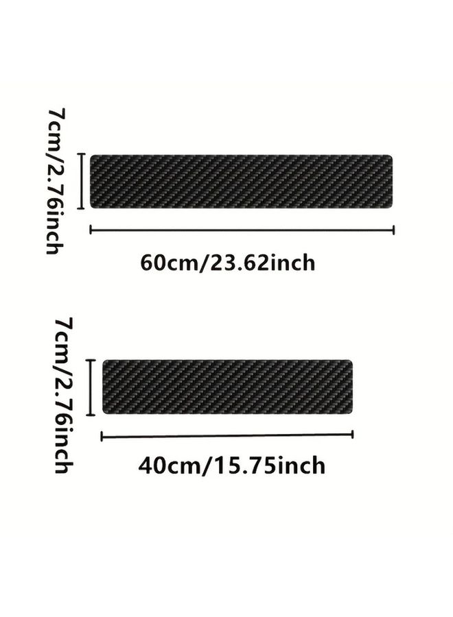 Universal 3D Carbon Fiber Car Door Sill Protector Stickers 1 Set Black - Image 2