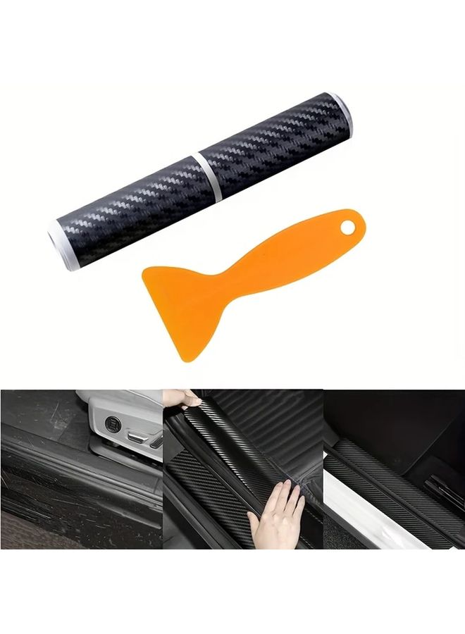 Universal 3D Carbon Fiber Car Door Sill Protector Stickers 1 Set Black - Image 5