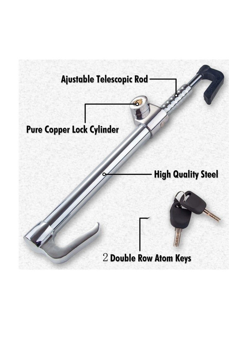 Generic - Steering Wheel Lock Bar, Heavy Duty Anti-Theft Security Brake Pedal Lock with Adjustable Length with 2 Keys, Silver - Image 1