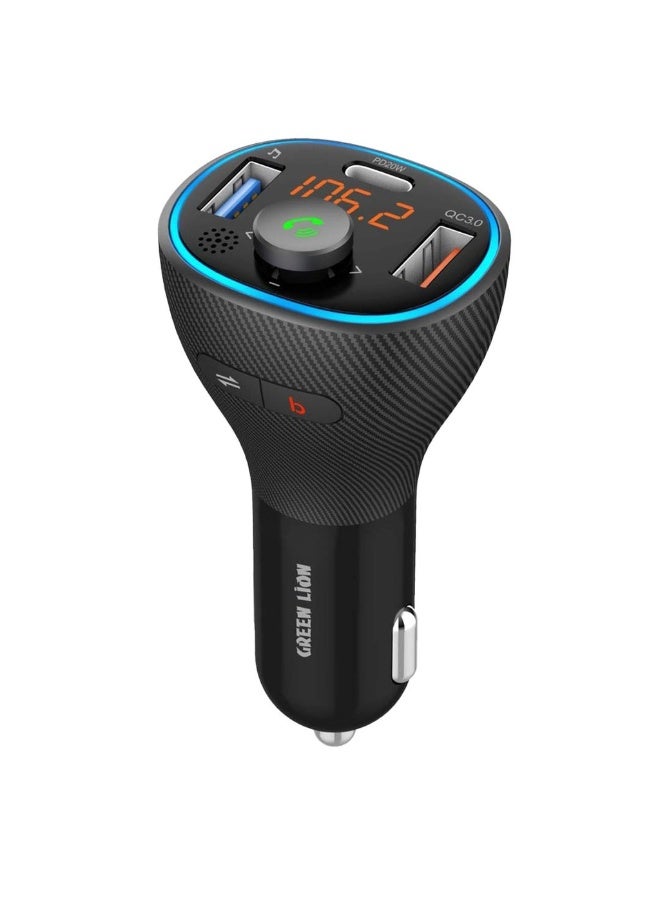 جرين ليون شاحن سيارة من Green Lion مع جهاز إرسال FM مدمج (QC3.0 + PD 20W) 38W - Image 2