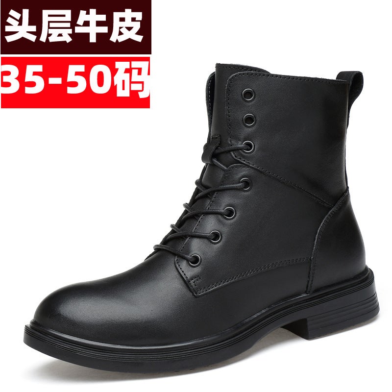 Martin Boots Men'S Winter Fleece-Lined Motorcycle Tooling Plus Size 47 Warm 48 Men'S Boots 49 High-Top 50 Genuine Leather Shoes - Image 2
