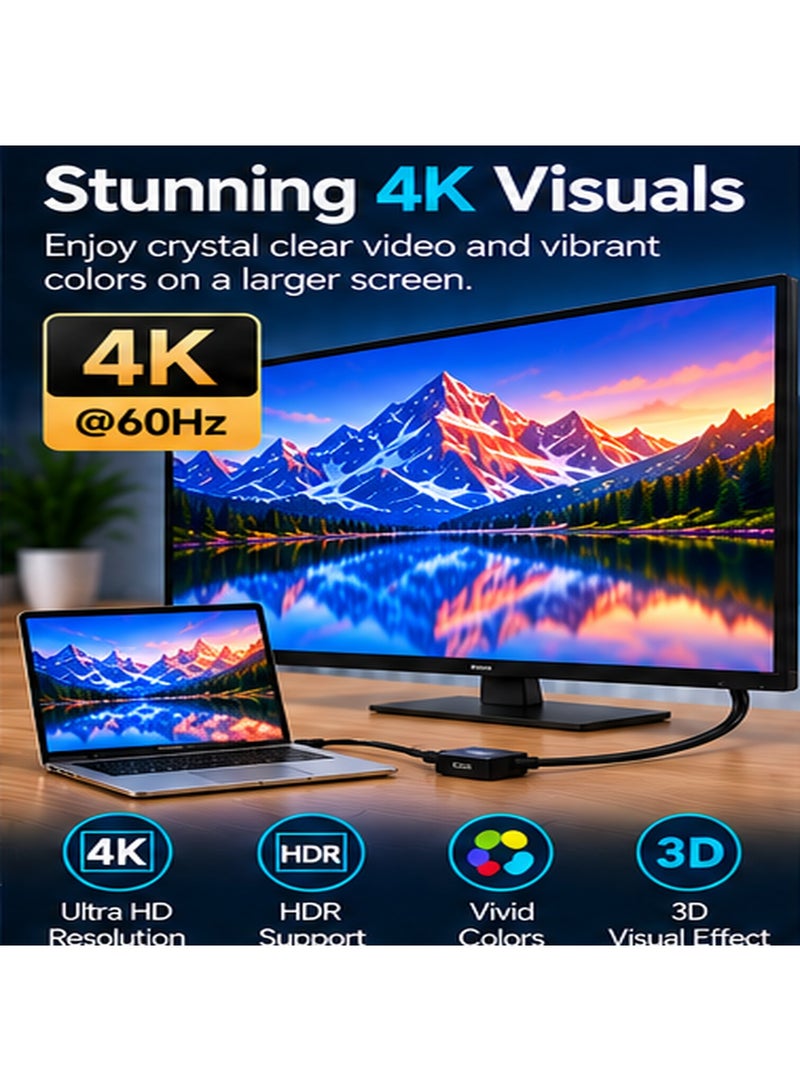 أونتن كابل ONTEN OTN-5160 (بطول 1.8 متر) لتحويل HDMI إلى DisplayPort؛ كابل نشط (Active) مزود بتقنية تحويل مدمجة ودعم للطاقة عبر منفذ USB، يدعم دقة فيديو فائقة الوضوح (Ultra HD) بمعدل 4K@60Hz ونقل الصوت المتزامن، ويتميز بتصميم محمي وموصلات مطلية بالذهب؛ مناسب للاستخدام مع الشاشات، وأجهزة الكمبيوتر المكتبية، وقاعات المؤتمرات، ومنصات الألعاب، وأنظمة المسرح المنزلي. - Image 2