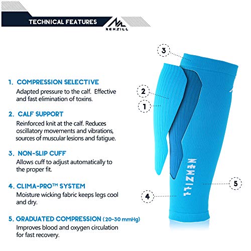 NEWZILL Calf Compression Sleeve for Men & Women | Footless Compression Socks for Shin Splint Relief, Varicose Veins | Perfect Leg Sleeve for Running, Travel, Nursing, Work, Fitness (L/XL Blue 1Pair) - Image 4