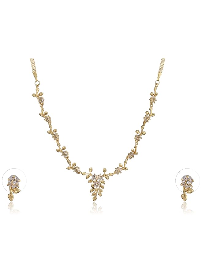 إيروريكس طقم قلادة ألماس أمريكي مطلي بالذهب للنساء - Image 1