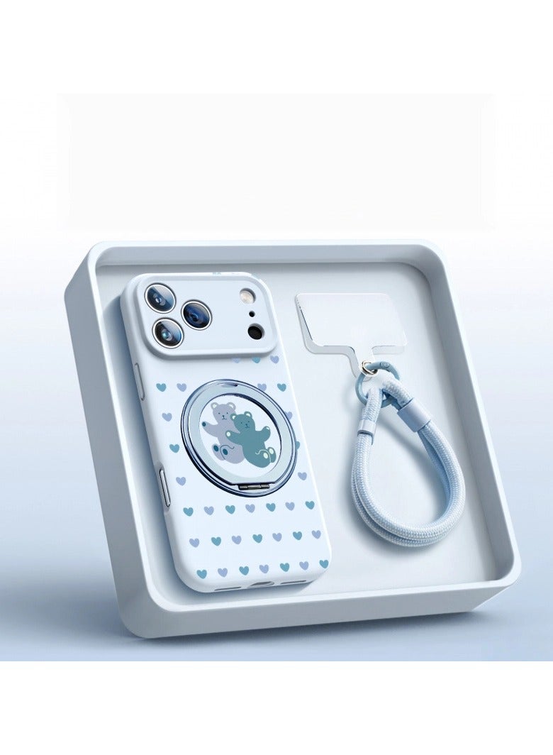 غطاء iPhone 17 Pro الكامل مع حامل مغناطيسي ورباط عنق ثنائي القفل - مقاوم للسقوط ومتوافق مع MagSafe