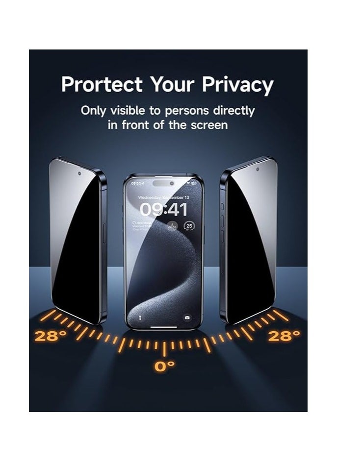 Muzz Privacy Screen Protector for iPhone 16 Plus Anti-Spy Tempered Glass  9H Hardness Scratch Resistant HD Clear Glossy Finish 2024 (iPhone 16 Plus)  - Image 2