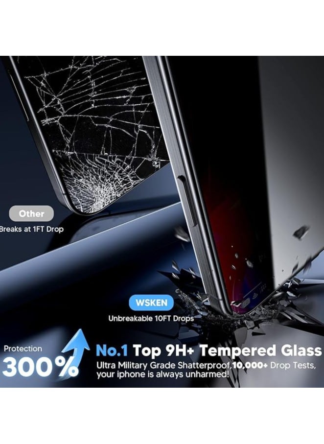 Muzz Privacy Screen Protector for iPhone 16 Plus Anti-Spy Tempered Glass  9H Hardness Scratch Resistant HD Clear Glossy Finish 2024 (iPhone 16 Plus)  - Image 3