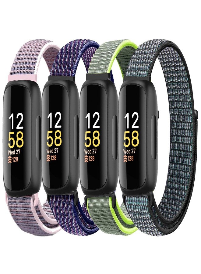 ShuYo Sport Loop Nylon Band Compatible with Fitbit Inspire 3/Inspire 2/Inspire/Inspire HR/Ace 2/Ace 3, Adjustable Rugged Velcro Replacement Wristband Strap for Men Women(4 Pack) - Image 1