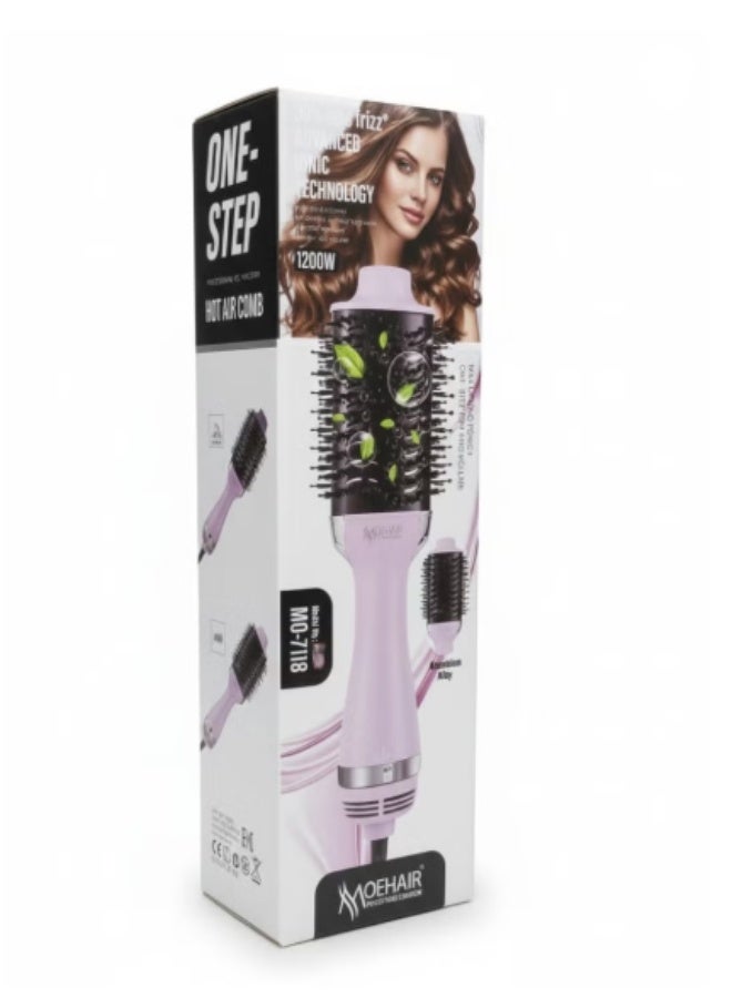 MoeHair 2 in 1 Hair Dryer & Volumizing Brush MO-7118 , Professional Salon Hair Styling Tool 1200W with Detachable Nozzle, Dual Heat Settings, Cool Shot Function & Heat Protection, Powerful Quiet Motor for Smooth, Frizz Free Results - Image 3