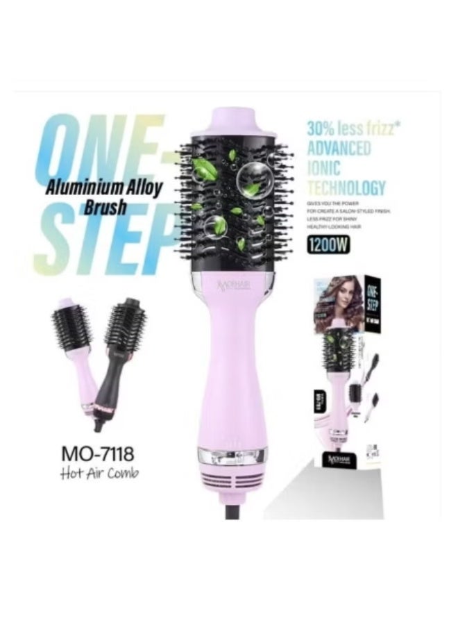 MoeHair 2 in 1 Hair Dryer & Volumizing Brush MO-7118 , Professional Salon Hair Styling Tool 1200W with Detachable Nozzle, Dual Heat Settings, Cool Shot Function & Heat Protection, Powerful Quiet Motor for Smooth, Frizz Free Results - Image 2